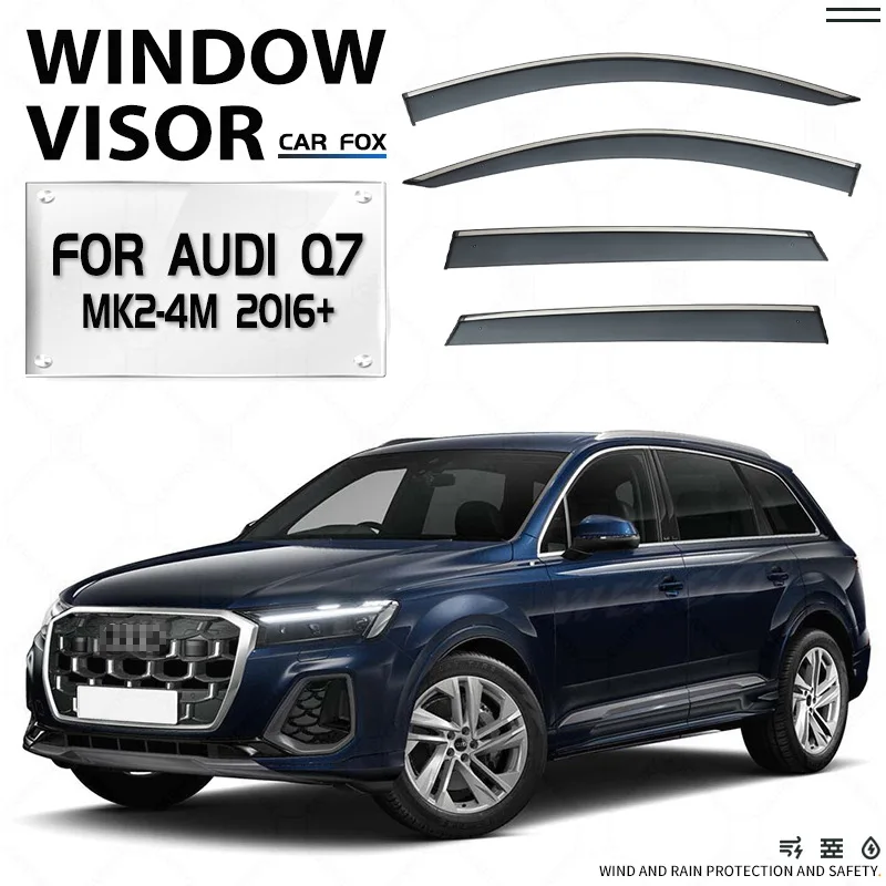 

4Pcs For AUDI Q7 2006-2016+ Car Window Visor Awning Shelters Windshield Side Window Rain Sun Shade Auto Accessories