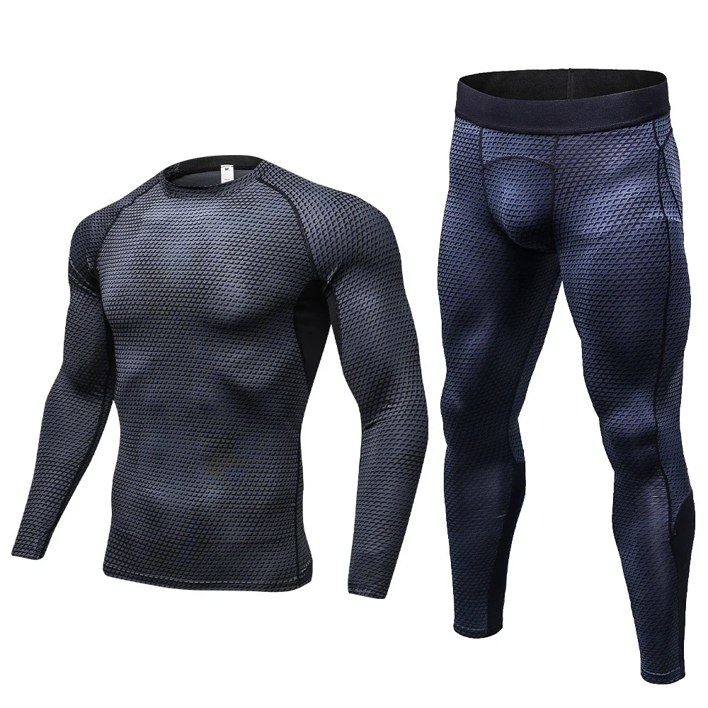 

Men Compression Running Tights T Shirt Suit Print Sportswear Gym Clothing Jogging Sports Fitness Joggers Tracksuit Rashguard