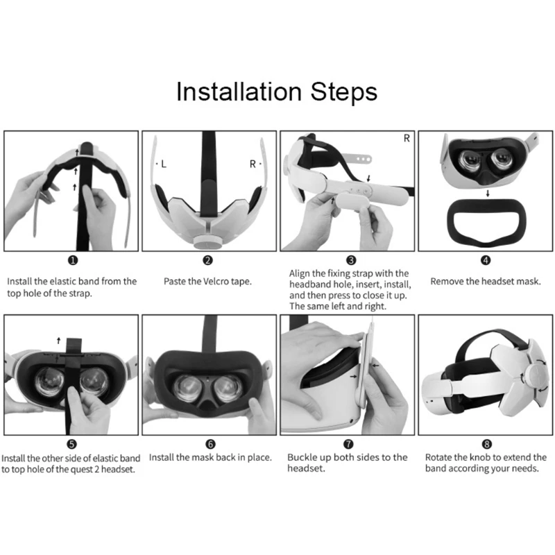 

Отрегулируйте повязку на голову для шлема с подушкой для Oculus Quest 2. Поддерживайте баланс. Уменьшите гарнитуру для на
