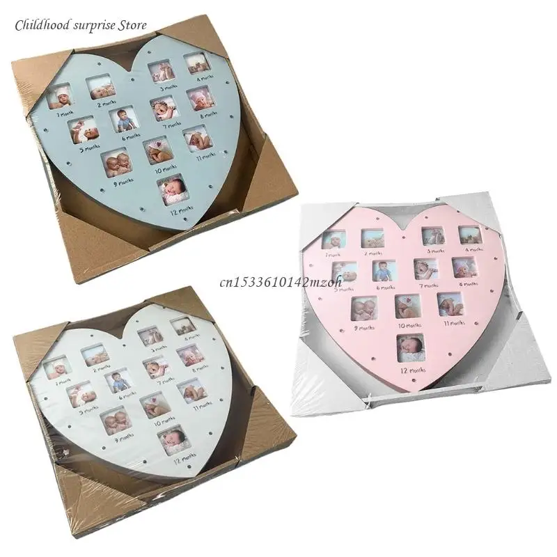 First Year Baby Frame with Light 0-12 Month Heart Photo Frame Dropship