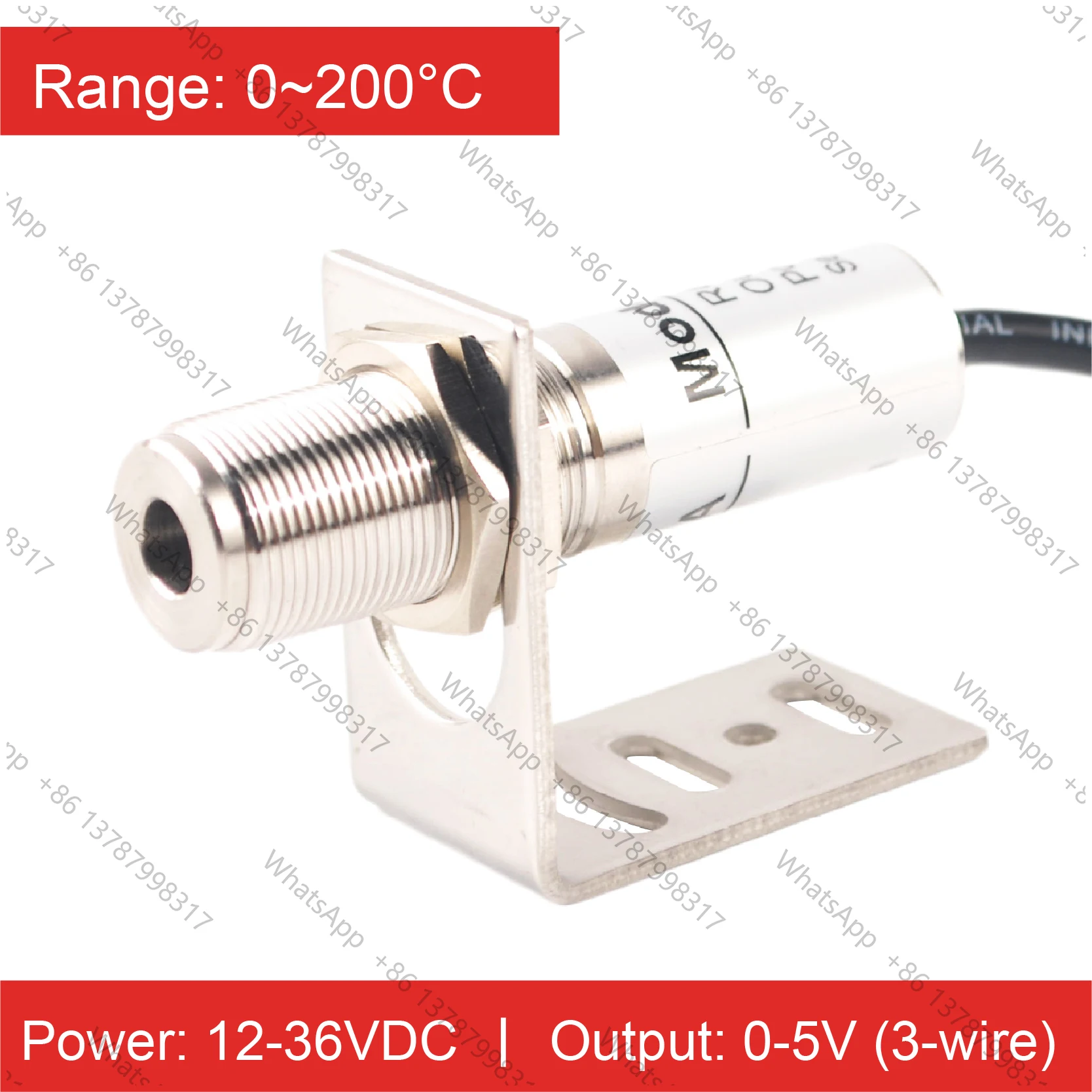 DT-A Mini 68mm IR Temp Sensor Probe 0‑10V/0‑5V/4‑20mA RS485 0‑600℃ Industrial Non-contact Temp Transmitter
