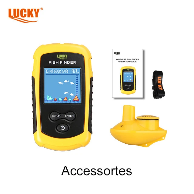 Lucky Sounder Fish Finder FF1108C-W شاشة مميزة ملونة مقاس 2 بوصة مع مستشعر لاسلكي من النوع W