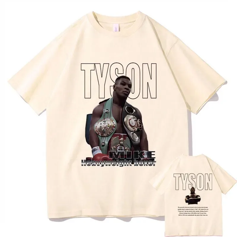 Boxing King Mike Tyson Double Sided Print T-shirt Men Women Casual Oversized O-collar T Shirts Male Fashion Streetwear Tshirt