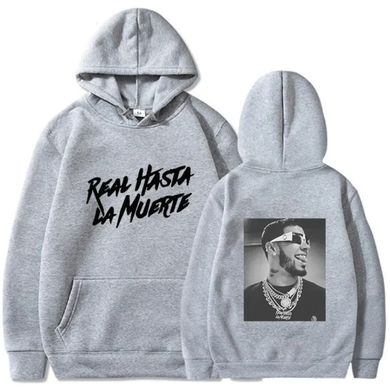 Spring and Autumn Rapper Hoodie Anuel AA Real Hasta La Muerte Printed Sweatshirt Streetwear Loose Pullover Casual Hoodie2