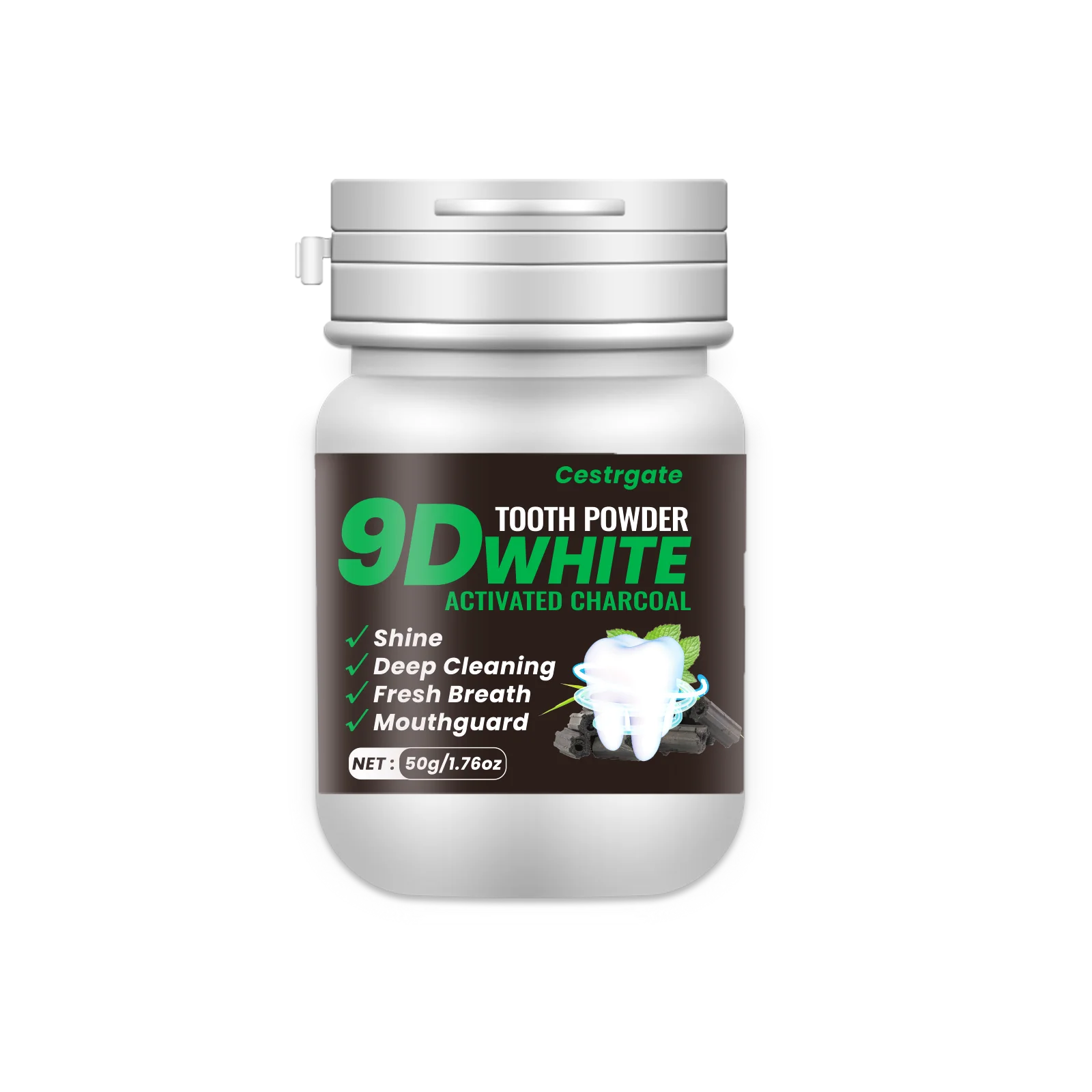 9D white Activated Charcoal Teeth Whitening Powder - Deep Clean for Coffee, Tea for Men and Women | Breath Freshener & Cleaner