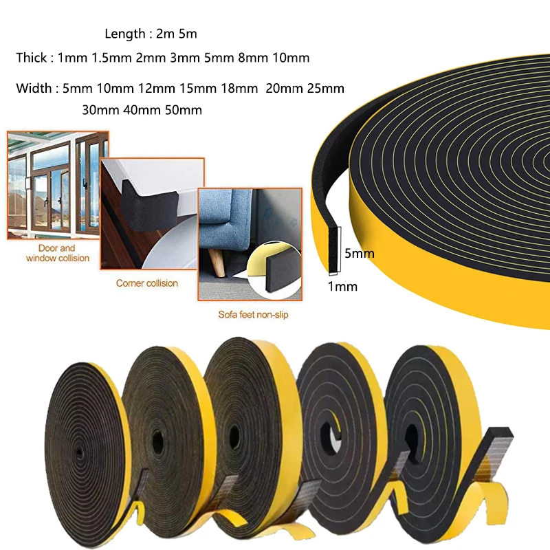 1-10MM foam sealant strip EVA foam single-sided tape shockproof foam sealant strip buffer anti-collision foam tape