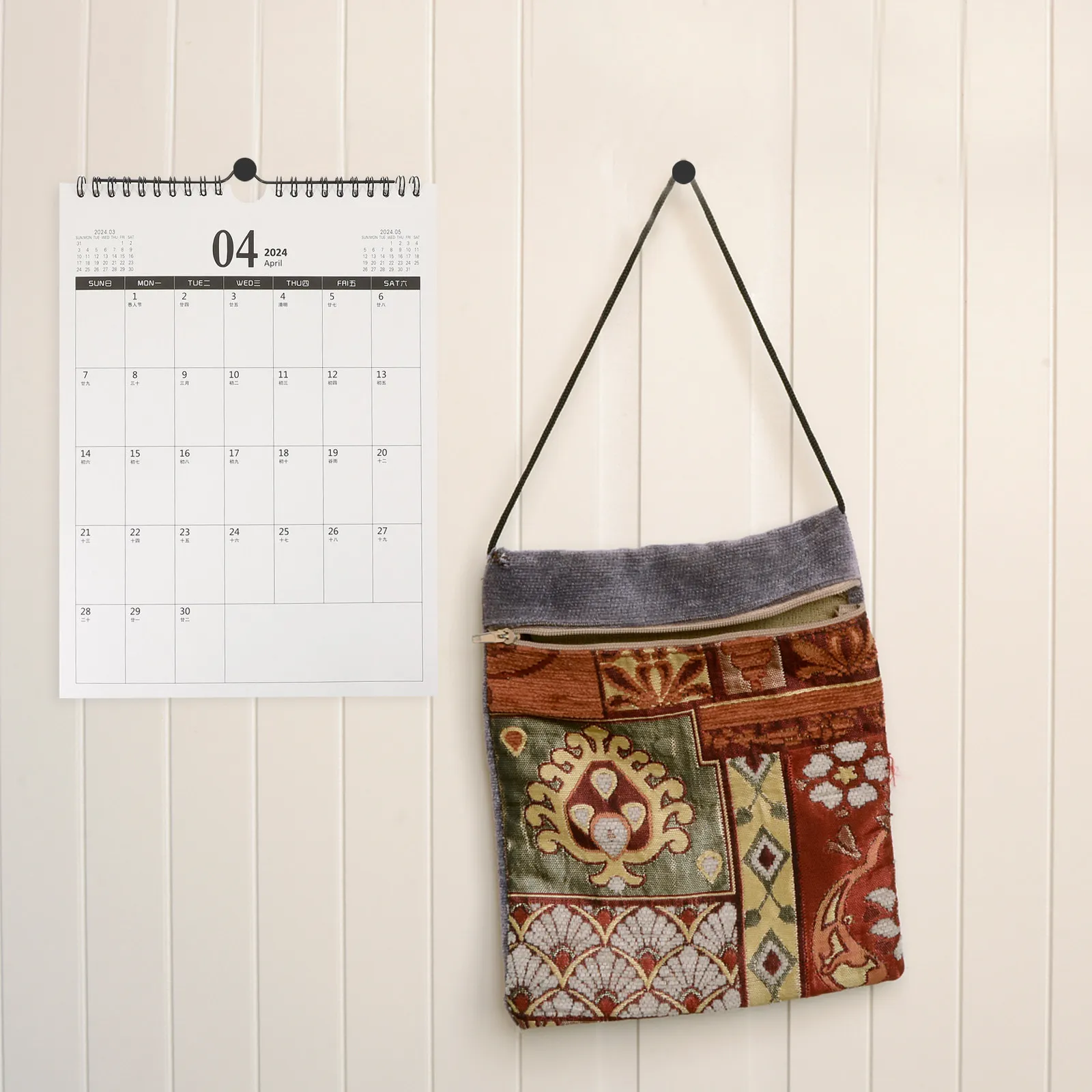 

Calendar with Hooks Chinese Wall Calendars Desktop Family Hanging Monthly Delicate