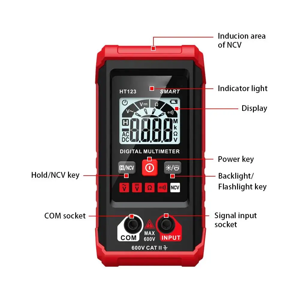 Tm-510 Smart Digital Multimeter 2000 Counts Automatic Digital Multimeter Non Contact Voltage Tester Electrical Circuit Tester