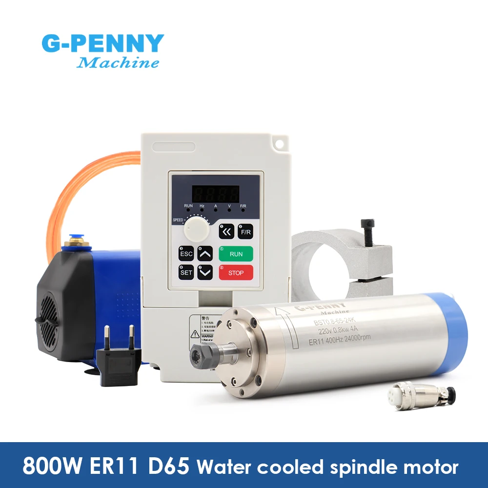 G-penny 800w Kit de Refrigeração a Água do Eixo 0.8kw Refrigeração a Água Pcs Rolamentos 65×195 mm & H100 1.5kw Inversor Vfd & Holder & Bomba 75w