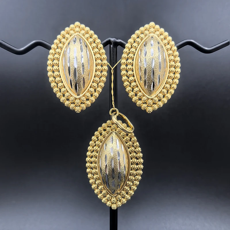 Dubai Necklace Earrings Geometric African Beads Pendant Wedding Jewelry Sets Gift Trendy Party Engagement