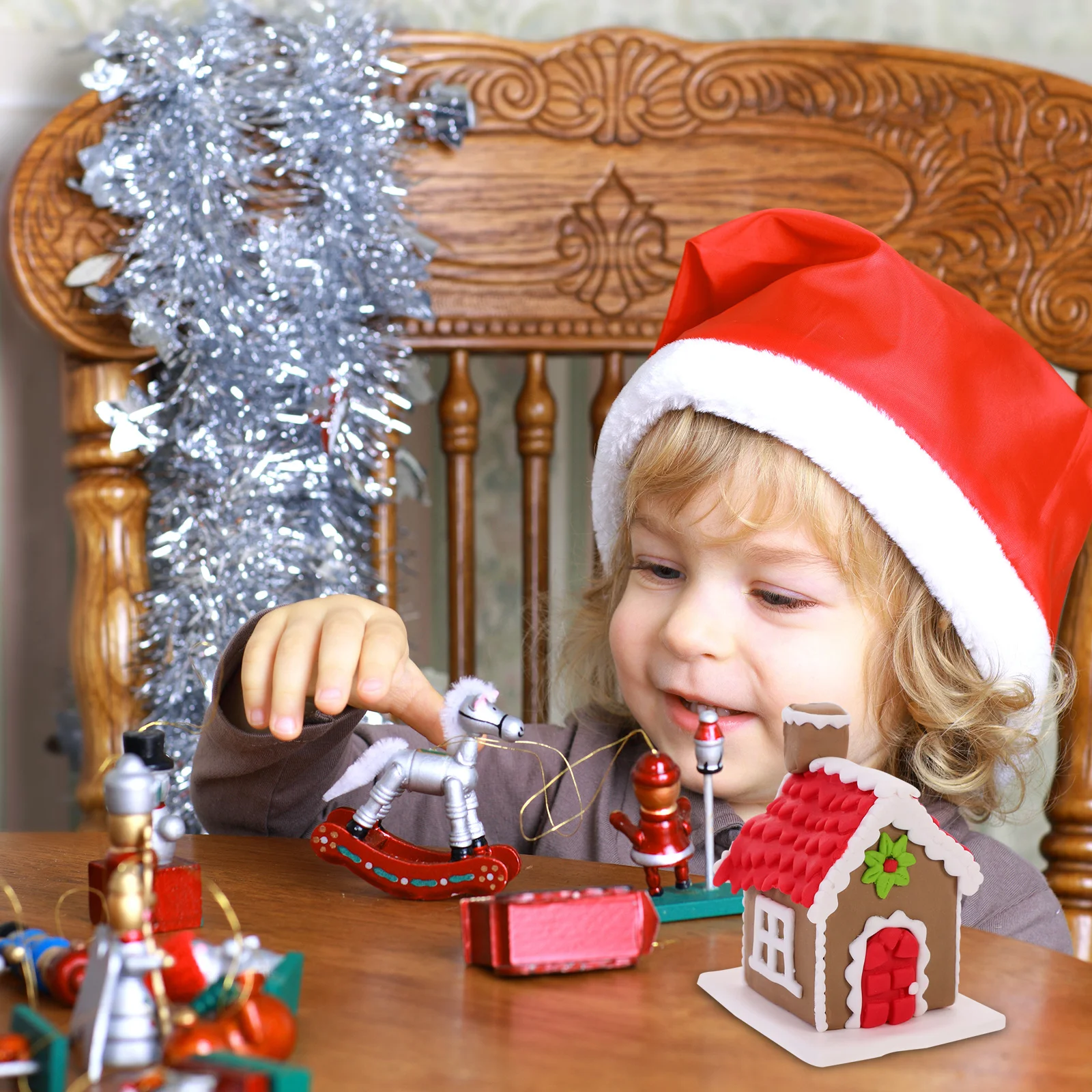 1 قطعة منزل الزنجبيل عيد الميلاد الديكور بوليمر كلاي زخرفة سطح المكتب ديكور كعكة القبعات العالية هدية الكريسماس