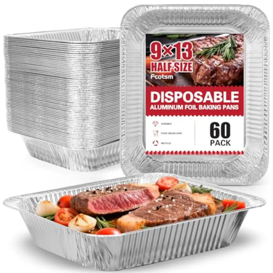 

Алюминиевые сковороды половинного размера 9x13, сверхмощные одноразовые сковороды из фольги для выпечки, обжарки, приготовления пищи, нагрева, хранения, глубокая оловянная фольга, формы для выпечки