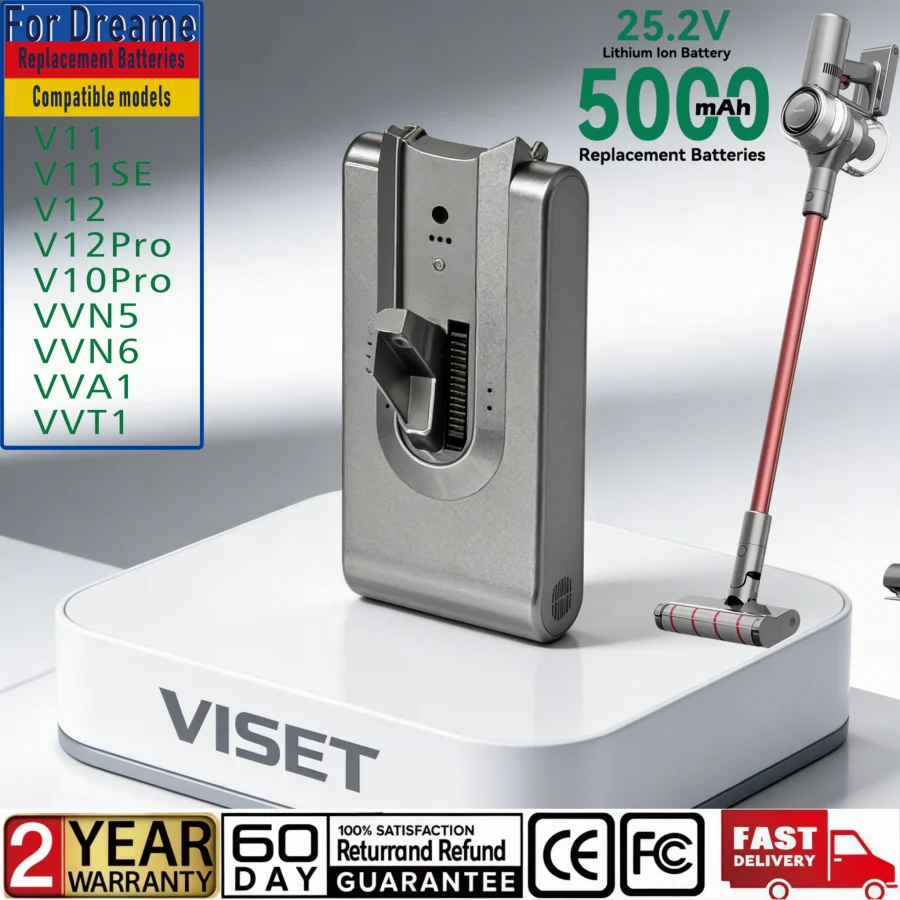 

New Original 25.2V 5000mAh replacement battery For Dreame V11 V11SE V12 VVT1 VN6 VA1 Wireless Vacuum Cleaner 18650 Battery Pack