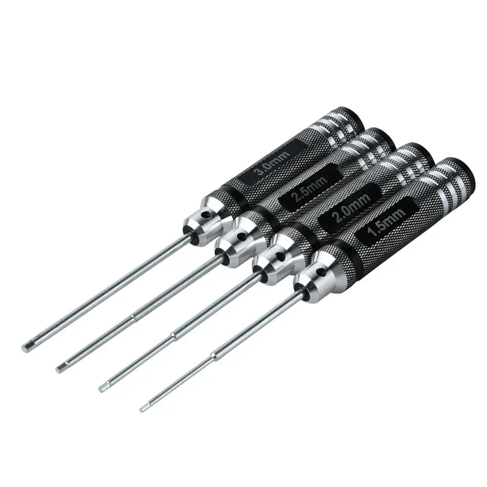 4 pcs 1.5 2.0 2.5 3.0mm Hex Screwdriver Color Titanium Alloy Steel Hexagon Screwdriver Set Allen Driver For RC Helicopter Car