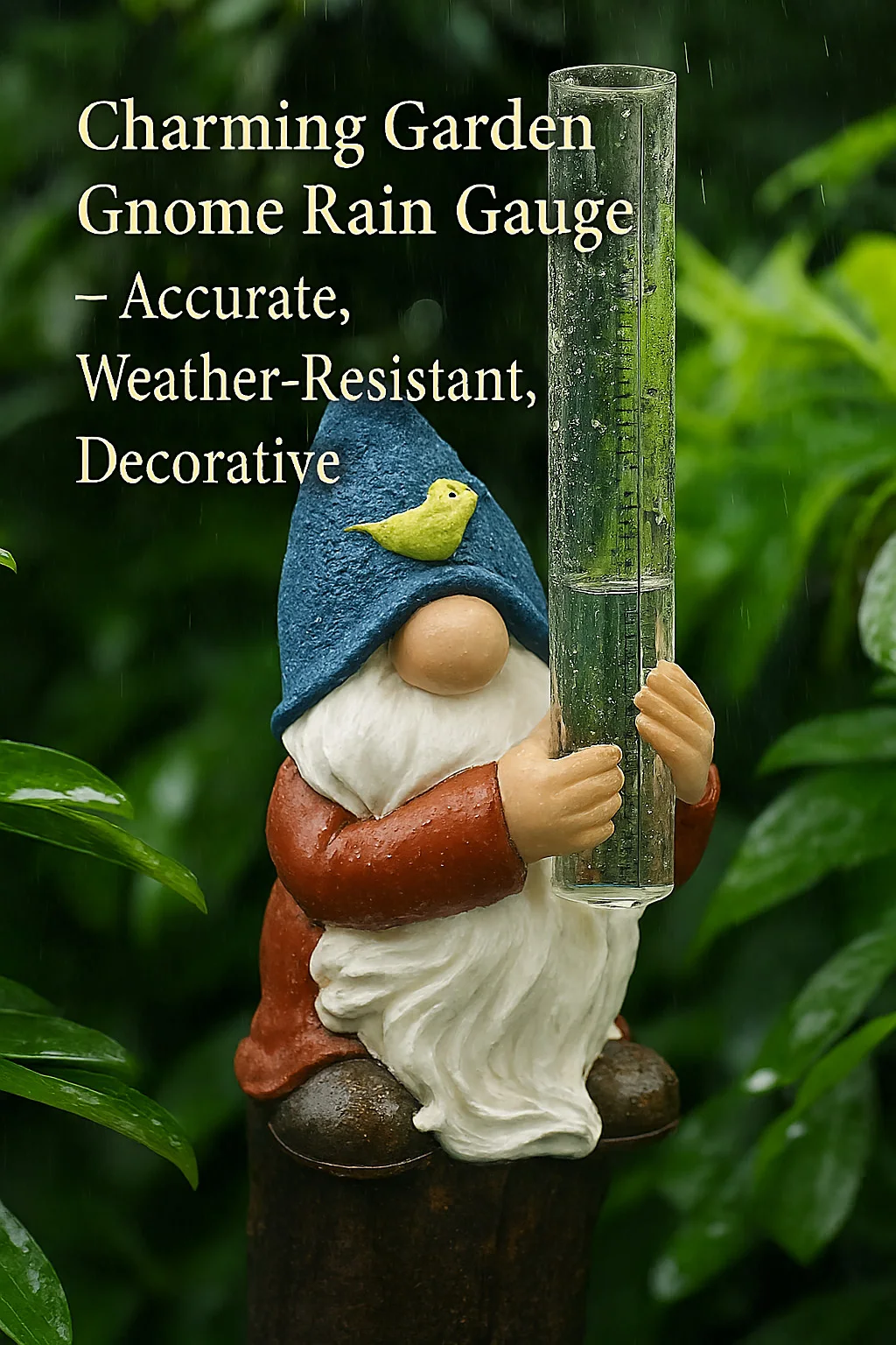 Очаровательный садовый дождевик в виде гнома — 8-дюймовый декоративный измеритель погоды на открытом воздухе, точное измерение дюймов и сантиметров