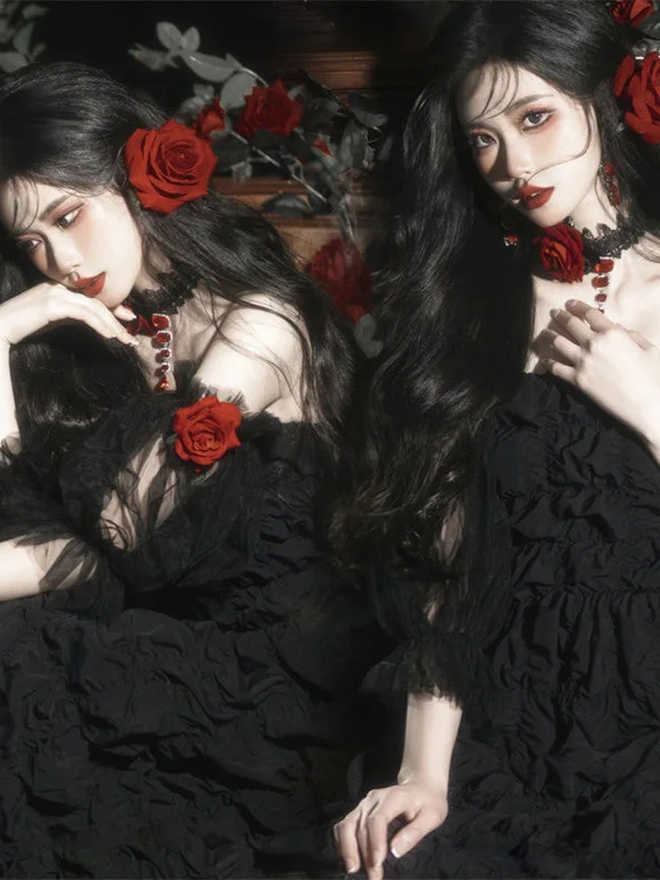 

Новое платье для портретной фотосъемки в темной тематике, модное женское платье, создающее особую атмосферу, сценический костюм для девушек, для индивидуальных портретов