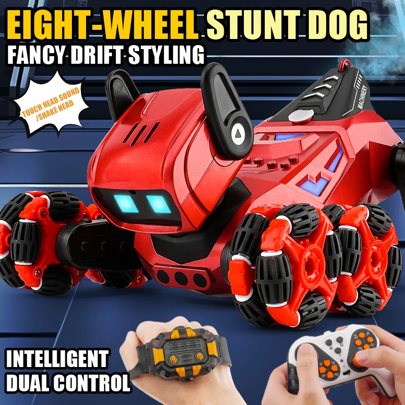 Y9 8WD RC Robot Dog Car Toy 2.4G Radio Remote Control Cars Touch-sense Music Stunt Drift Vehicle Electric Toy for Boys Kids Gift