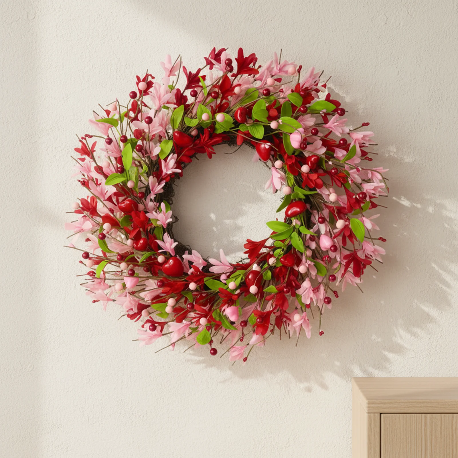 

Венок в форме сердца из искусственных цветов ручной работы для Дня святого Валентина, свадьбы, годовщины, праздничной вечеринки, украшение для дома, подвесное украшение на дверь