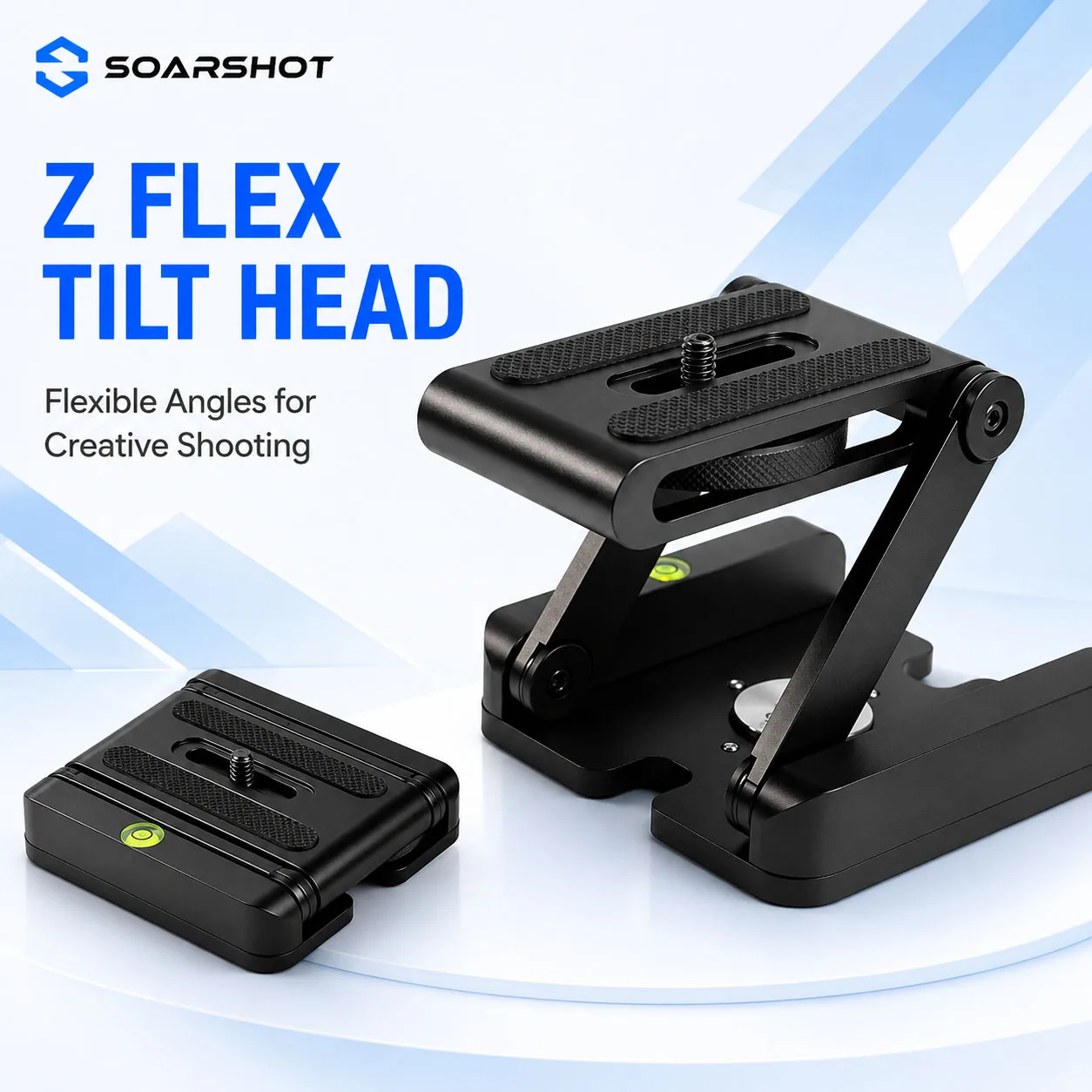 SOARSHOT Z Flex Tilt Head Schnellwechselplatte Aluminium Klappstativhalterung 1/4 Schraube für Canon Nikon Sony DSLR-Kamera