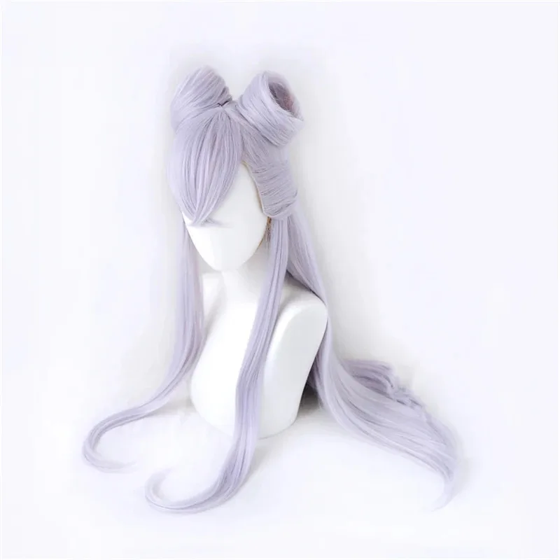 

2025 yiyi High Quality Game KDA Evelynn With Buns LoL Cosplay Light Purple Synthetic Hair Long Straight Wigs + Free Wig Cap