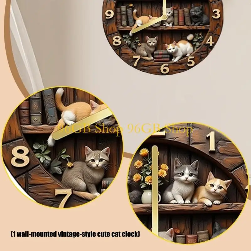 

96 ГБ настенные часы в форме очаровательных кошек с ретро-дизайном, точный кварцевый механизм, художественные часы-полка, для