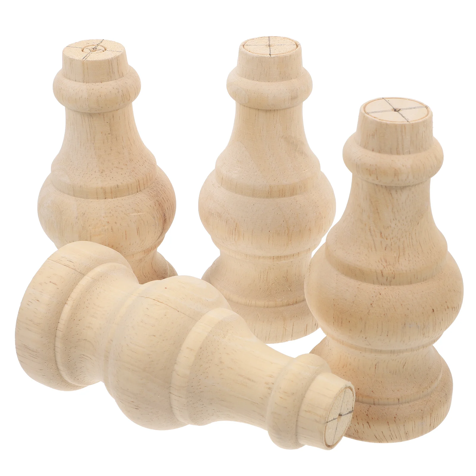 

4 Pcs Solid Wood Home Feet Wooden Finials for Crafts Furniture Legs Small Cylinder