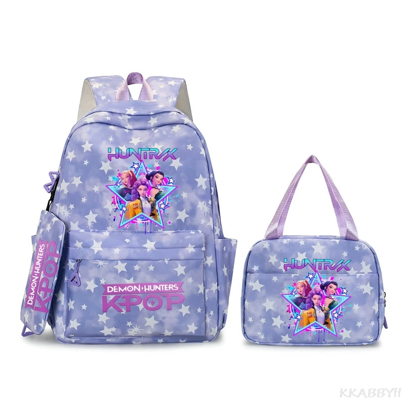 Mochila KPop Demon Hunter HUNTR/X para adolescentes, mochila escolar com bolsa de ombro para uso diário, mochilas de viagem para meninas e mulheres