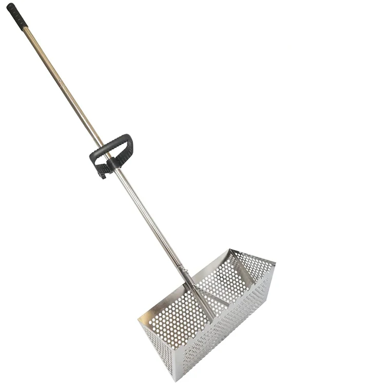 

47in Long Handle Collapsible Shark Tooth Sand Crab Catcher with Foldable Pail Beach Shovel Stainless Steel Sand Flea Rake