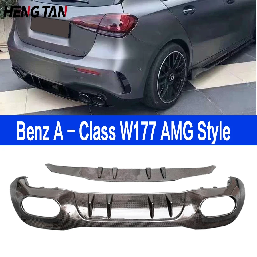 High quality Carbon Fiber Rear Lip Diffuser For Mercedes Benz A Class W177 A200 A220 AMG Style Back Bumper Spoiler Separator