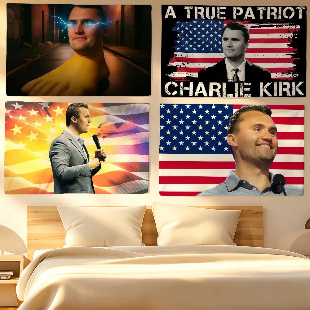 Political Cool Charlie Kirk Flag Tapestries  For Classroom Dormitory Camping Picnic Party Cheering Home Indoor Outdoor Decor