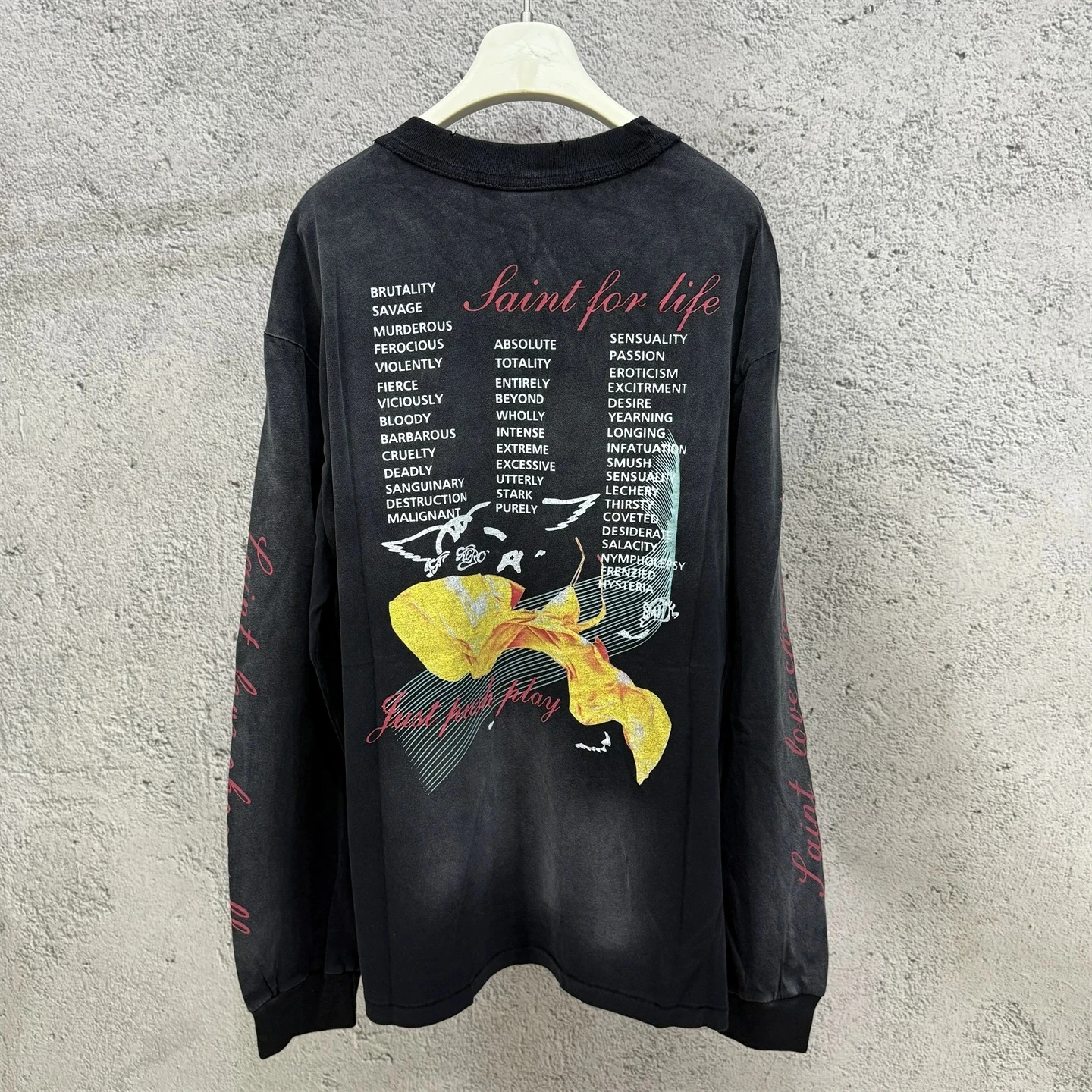 Make Old Tops Mechanical Ji Letter Printing 280g Pure Cotton Fabric Heavy Washing Tee New Vintage Outdoor Long T-shirt for Men