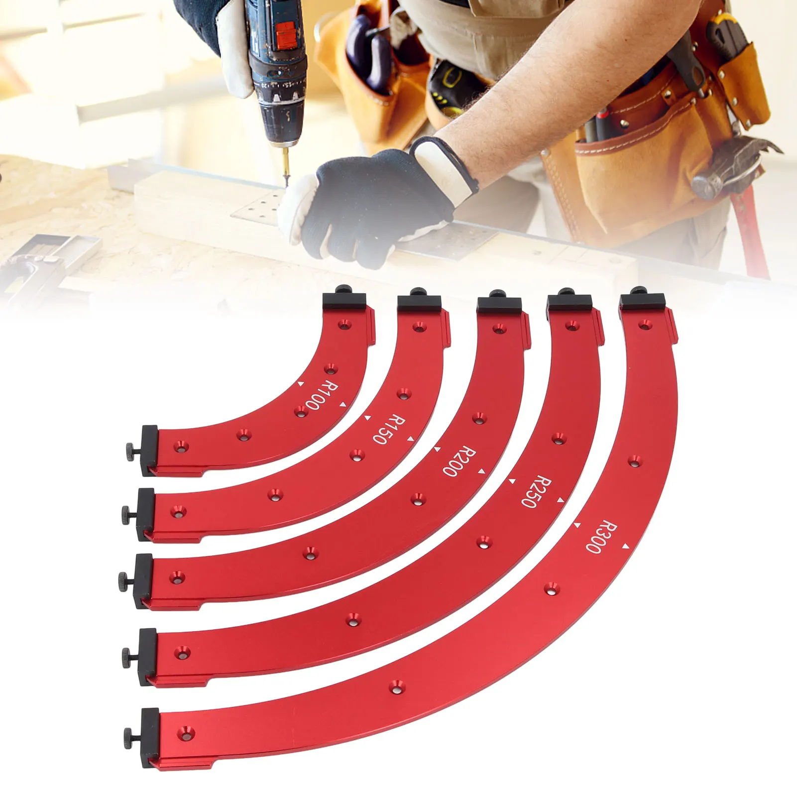 Table Corner Router Jig Set Corner Jig Template Set R100-300 Aluminium Alloy Trimming Round Corner Templates for Woodworking
