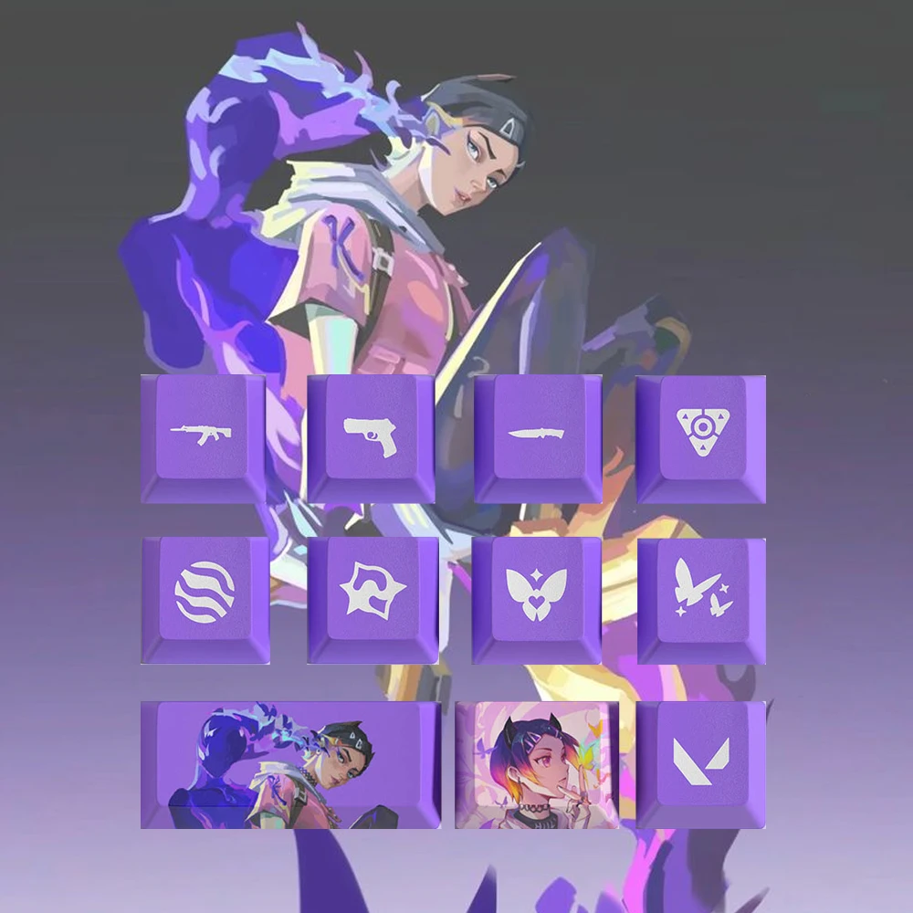 

Valorant keycaps OEM Profile 11key MINI SET PBT dye sub keycaps Phoenix Reyna Fade Neon Gekko Sage Raze New design For Mx Switch