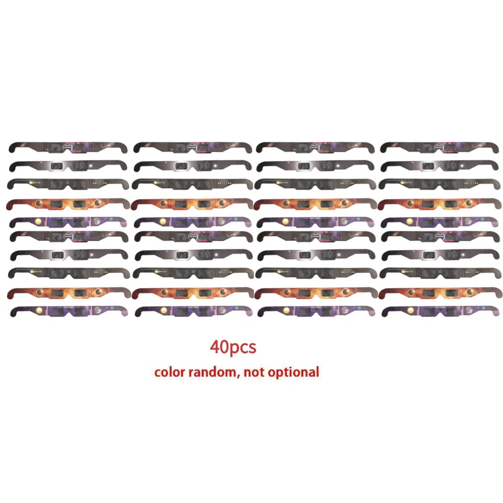 1-100 Stuks Papier Zonsverduistering Bril Anti-Uv Kijkbril Veilige Shades Observatie Zonnebril Beschermen Ogen Willekeurige Kleur
