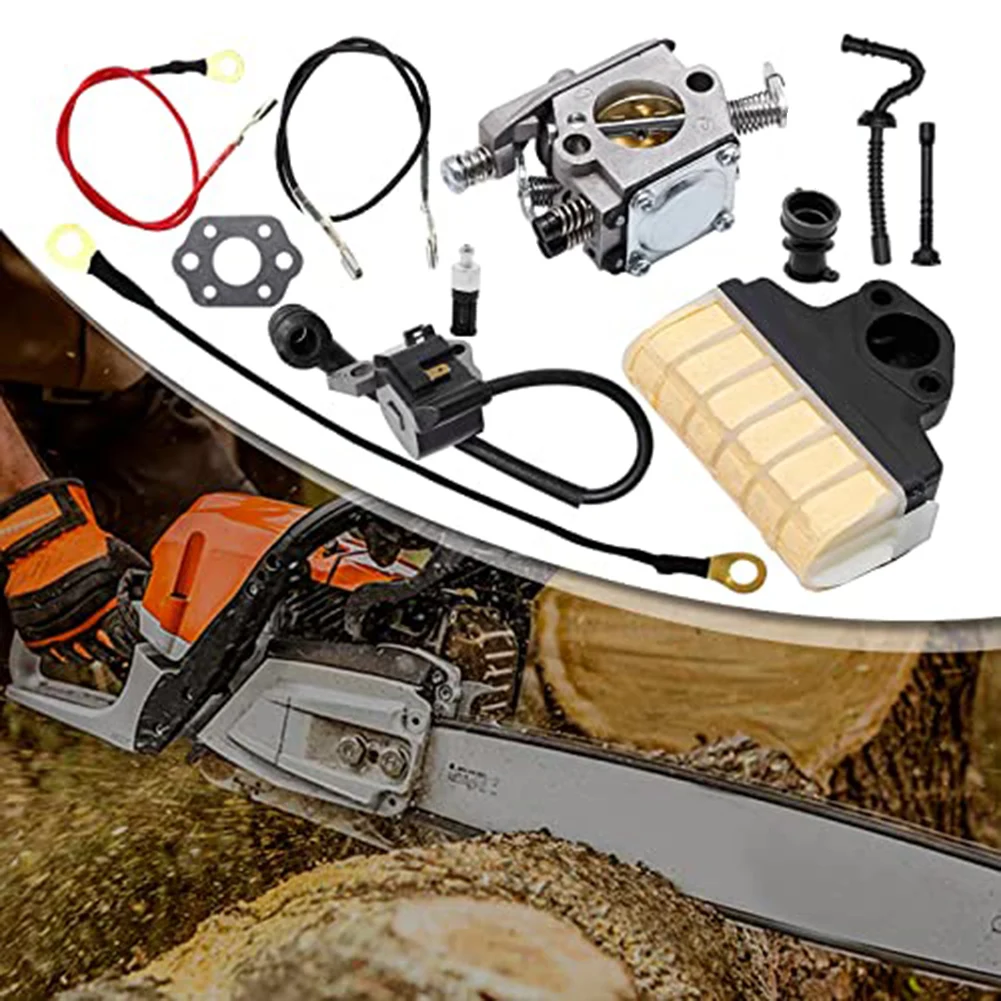 Kit completo de reparación y afinación de motosierras que incluye componentes clave como el carburador para modelos 021 025 y MS210 MS250