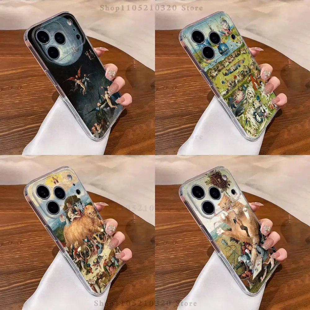 

H-Hieronymus Bosch Painting Phone Case For iPhone 17,16,15,14,13,12,11 Pro,Max,Plus,X,XS,XR,SE4,E Mini Transparent Soft Cover
