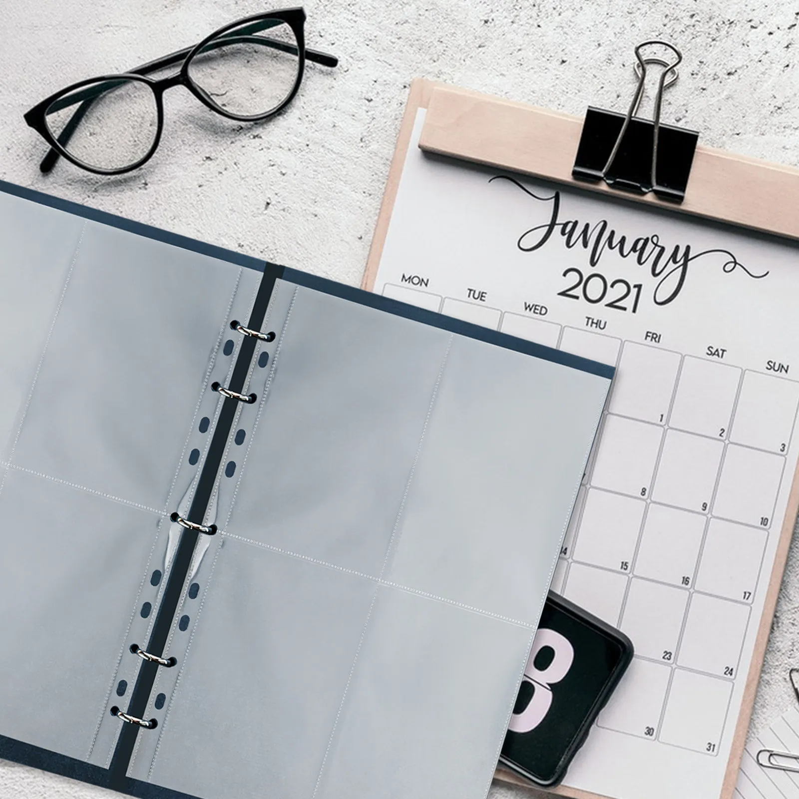 40Pcs Clear A4 Photo Album Refill Pages 4-Pocket Loose-Leaf Transparent Plastic Protector Sheets for Photos view 3