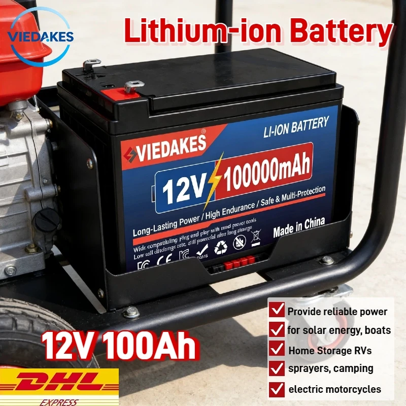 

Viedakes 100Ah 12V Lifepo4 Rechargeable lithium ion Battery, Grade A spare Cells for Electric Wheelchair Boat Solar Camping