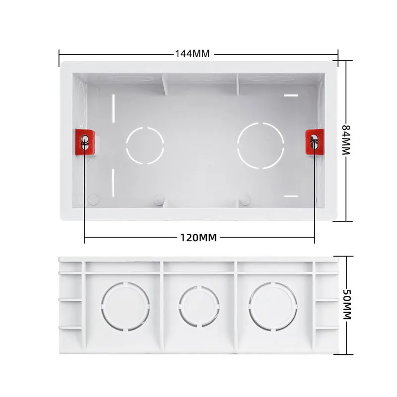 Scatola di montaggio interna a parete, scatola inferiore in filo metallico a parete bianca, adatta per interruttori e prese Standard ue UK da 144mm