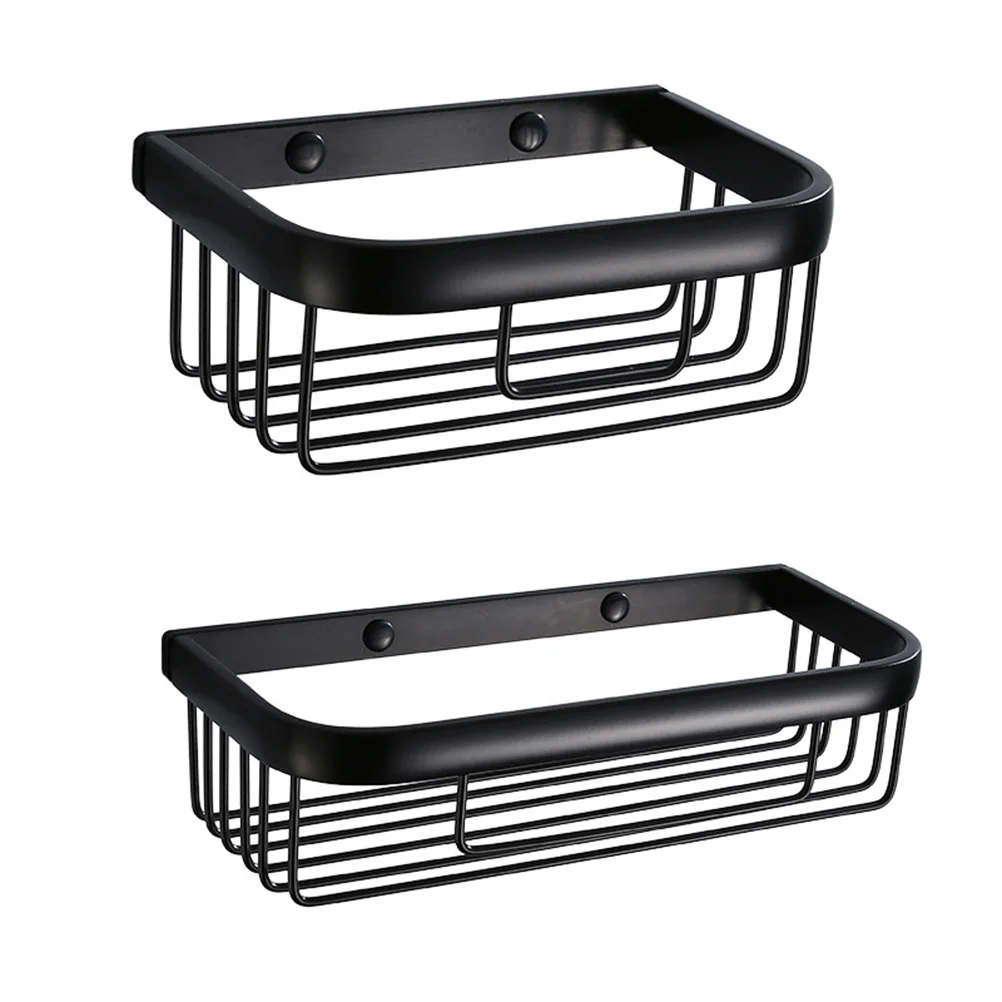

Wall Mounted Bathroom Shelf 18.5Cm Black Makeup Storage Rack Rustproof Space Aluminium Shower Shelf For Kitchen