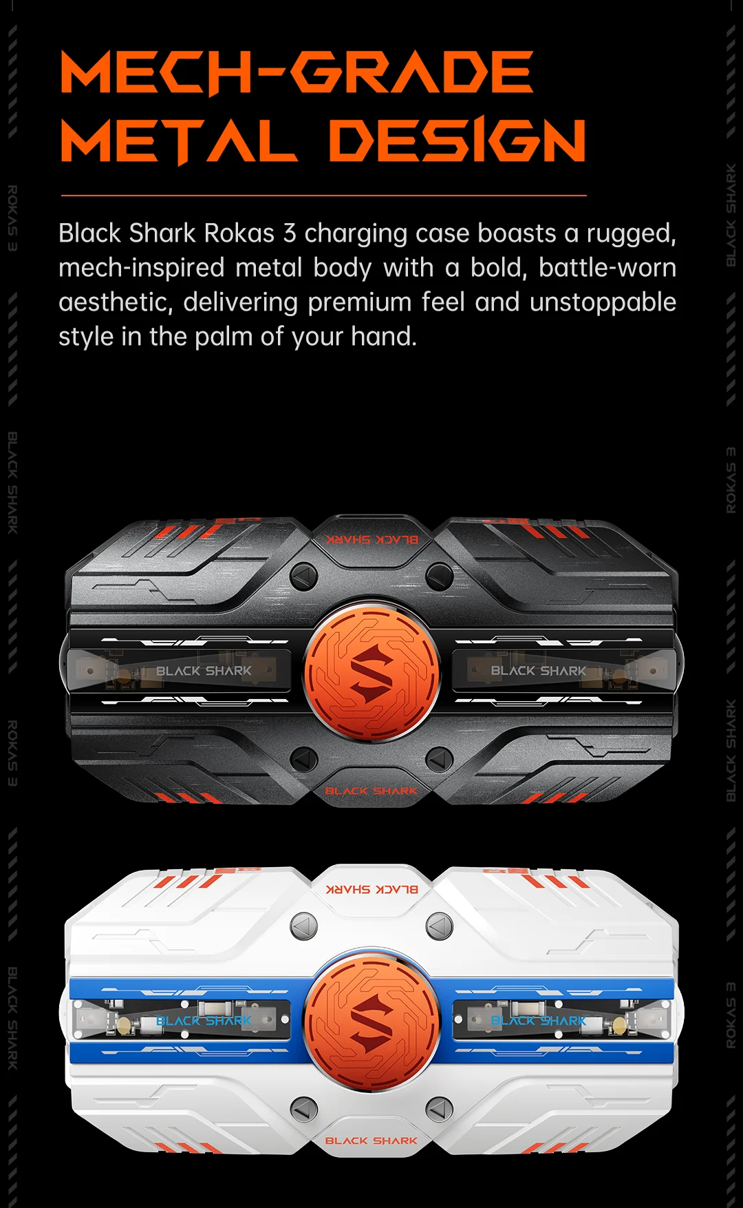 Black Shark Rokas 3 TWS Wireless Earbuds, with HIFI Stereo, Bluetooth 5.4, Fidget Spinner 24H Battery Life RGB Light Low Latency