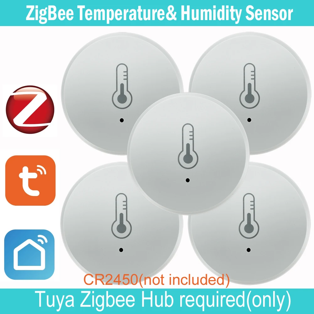 Tuya Zigbee Temperature And Humidity Sensor Voice Control Intelligent Home Hygrometer Real-time Monitoring Voice without battery