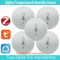 Sensor de temperatura y humedad Tuya Zigbee, higrómetro inteligente para el hogar con control por voz, requiere Tuya Gateway, sin batería
