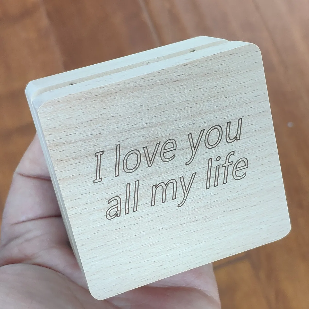 Personalized Wood Wind Up Photo Music Box, I Love You All My Life, Customized Gifts, Birthday, Wedding, Anniversary