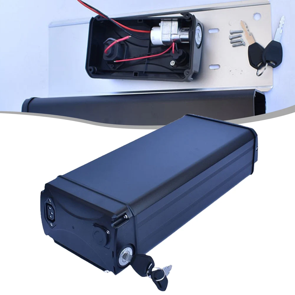 1pc Rear Tailstock Battery Box Case With Reflective Strips For Electric Bike E-Bike Foldable E-Bike 48V Rear Tail Rack Batteries