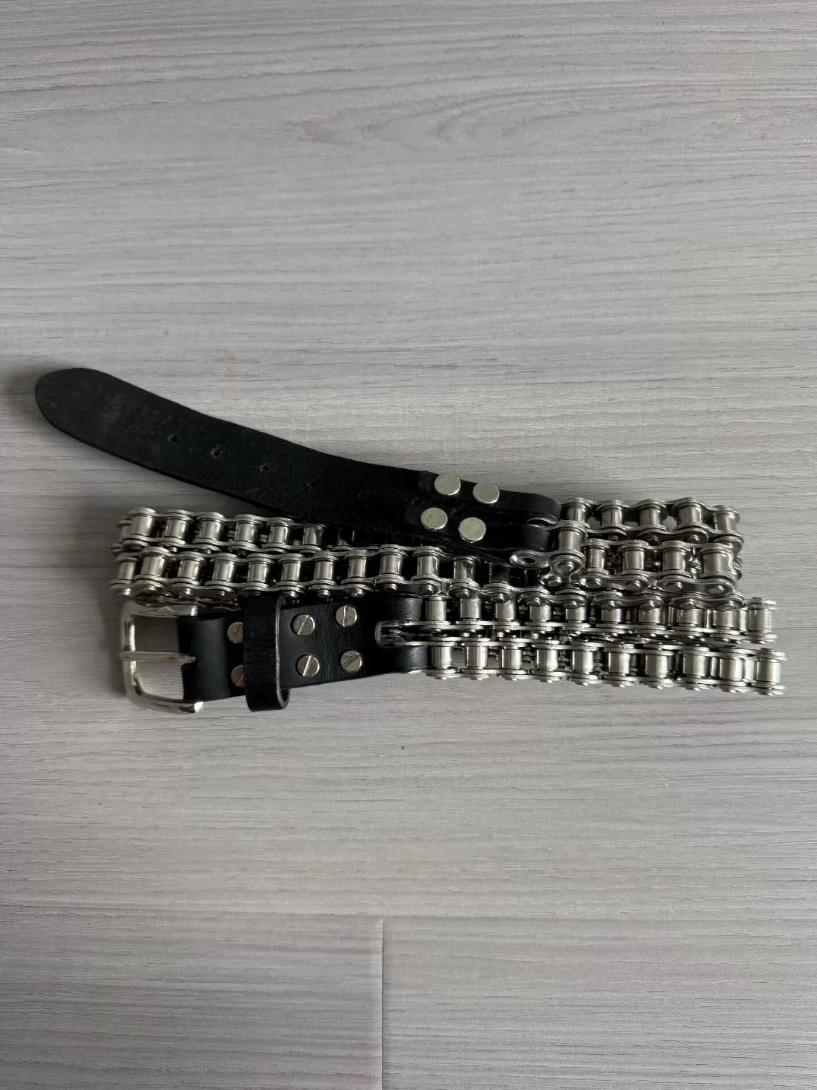 Bike Chain Metal Belt Hip Hop Street Style Waist Belt for Men Women Youth Casual Commute Leather Buckle Universal Belt