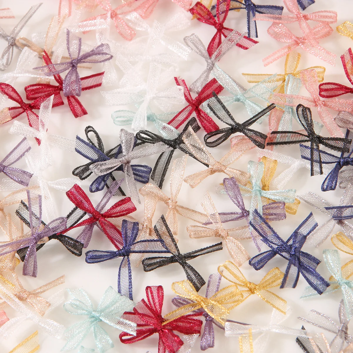 30 Stück/Lot 4mm Organza-Bandschleife Mini Handgemachte Schleife für DIY Näharbeiten, Nagelkunst, Hochzeitsdekoration, Haarnadeln, Kleidungszubehör – Detail 7