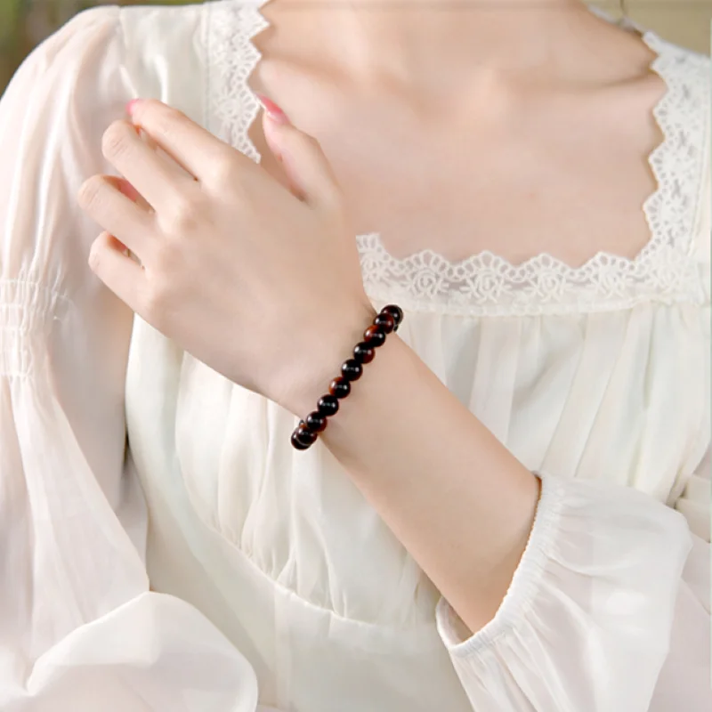 Bracciale in legno naturale Cliff Cypress Lightning Strike Materiale vecchio invecchiato Bracciale con rosario da uomo con perline di preghiera in legno autentico