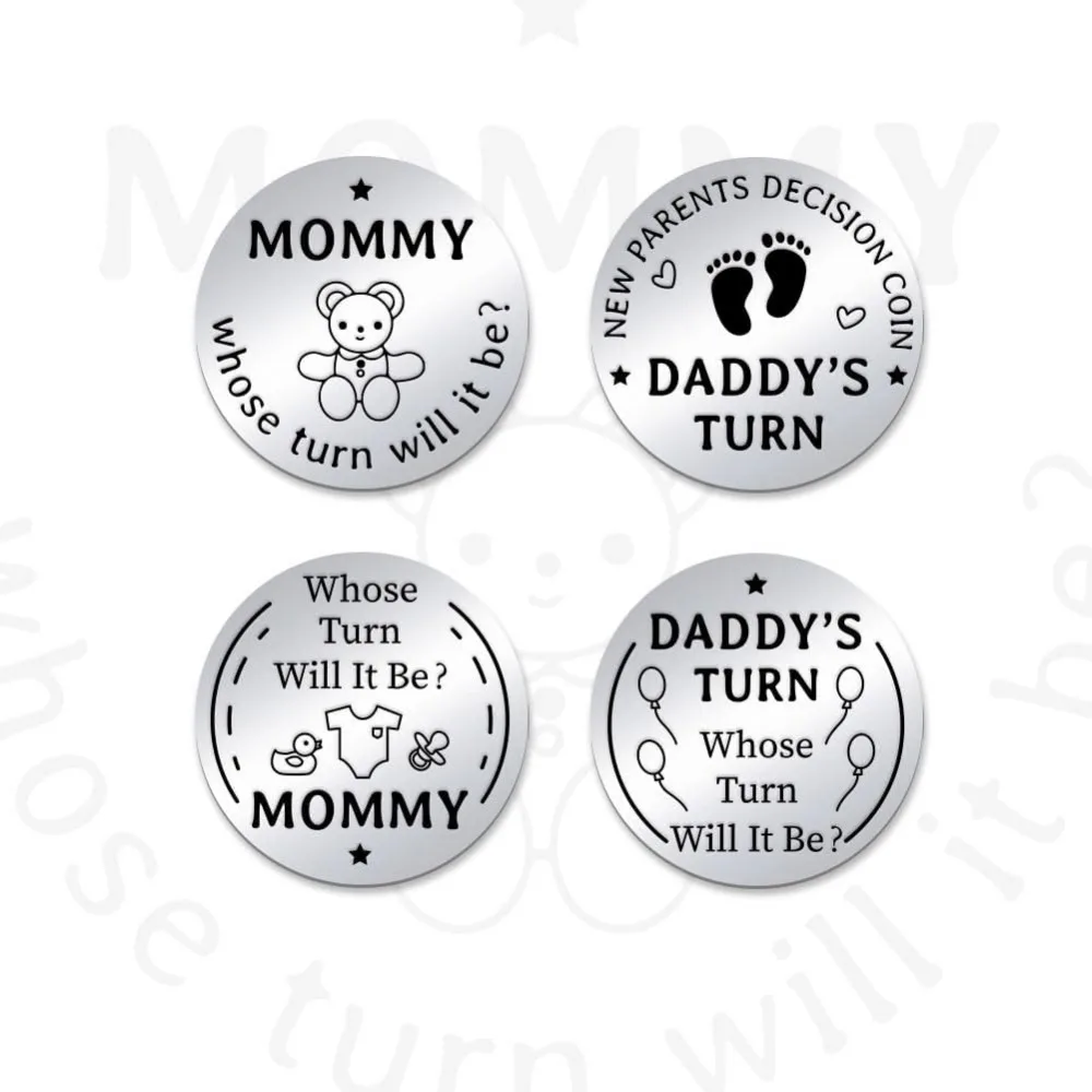 2pcs New Parents Decision Coin Funny Decision Maker Double-Sided Decision Coin Stainless Steel Challenge Coin for First Time