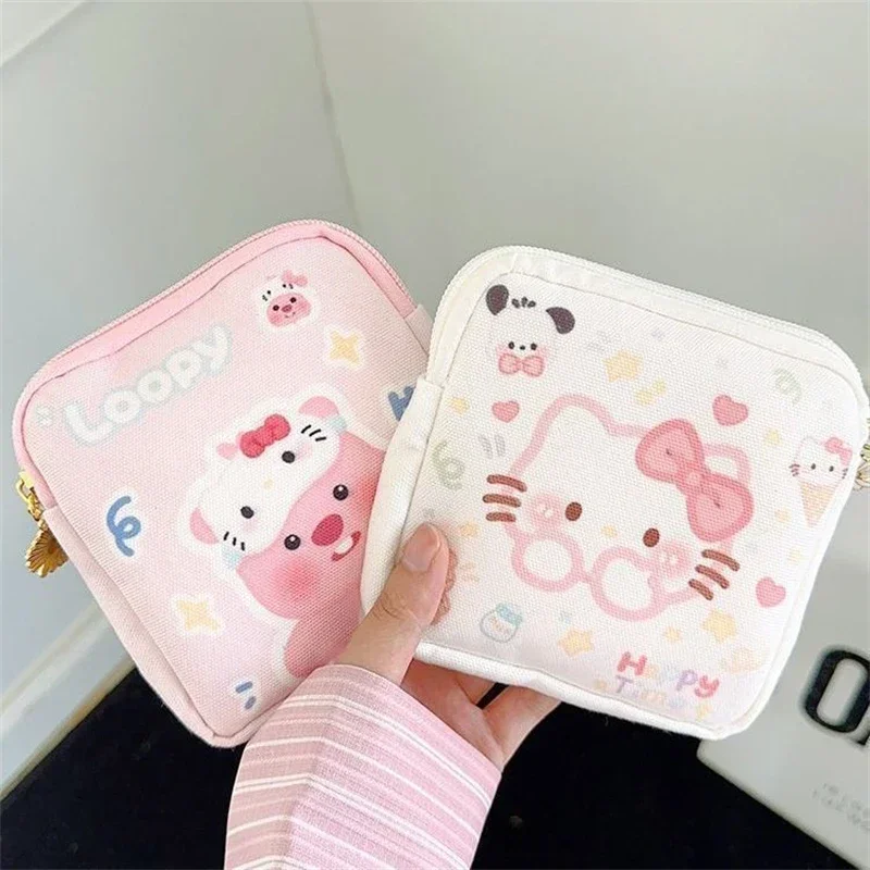 

Sanrio Hello Kitty Sanitary Napkin Storage Bag Cute Cartoon Loopy Portable Coin Purse Fashion Headphone Bag Girl Gifts